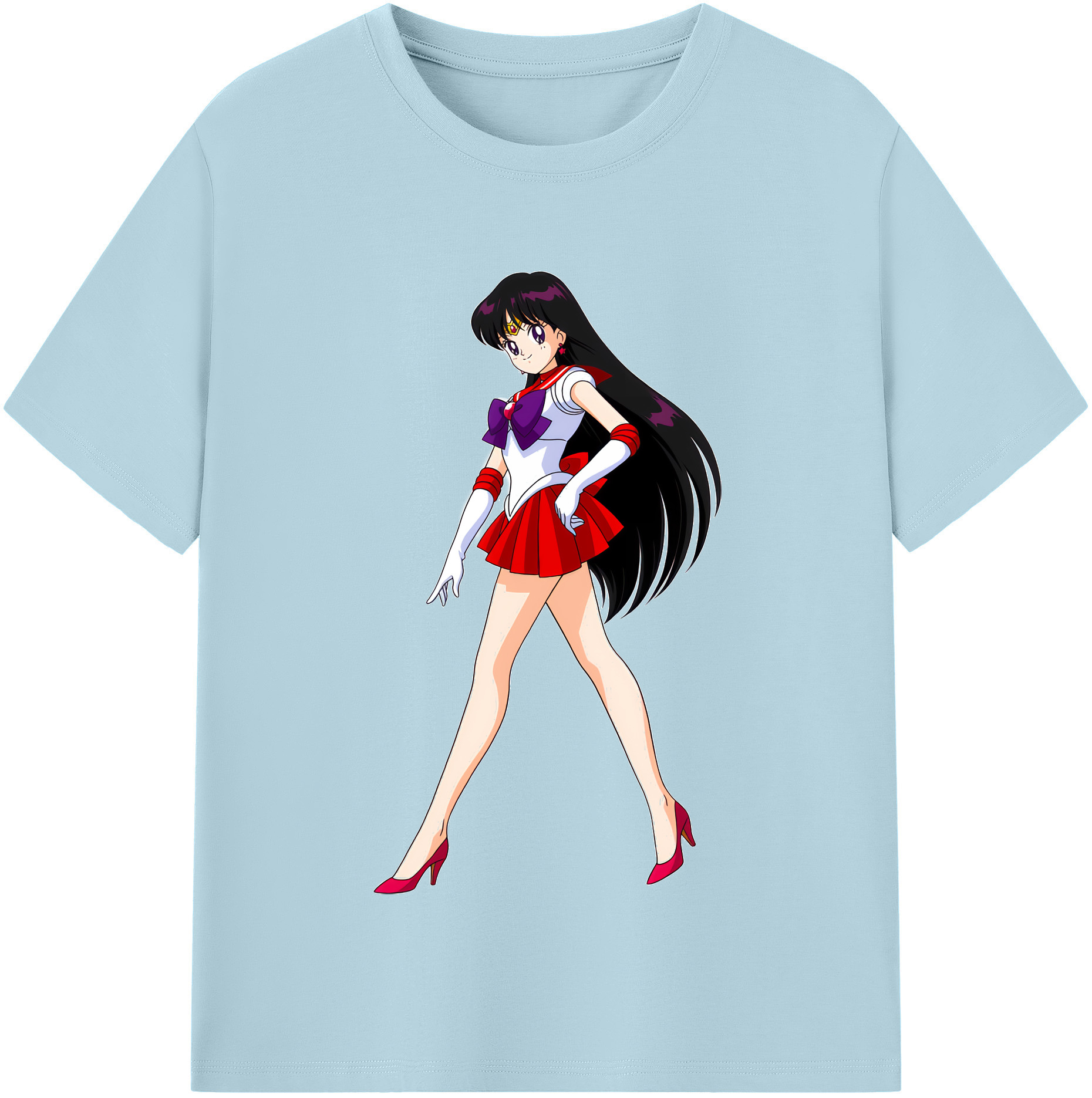 （画像用） 美少女戦士セーラームーン 火野レイ ひの レイ Sailor Moon Hino Rei （セーラーマーズ,Sailor Mars） 綿100％半袖Tシャツ（フロントプリント）